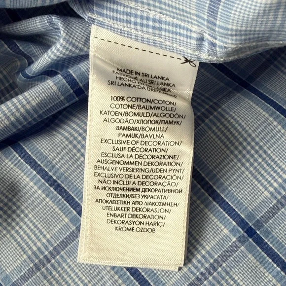 Polo Ralph Lauren Men’s Slim Fit Dress Shirt blue check Sz 32/33 - Picture 8 of 8
